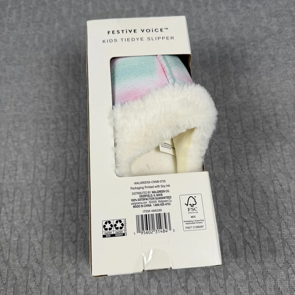 Kids Tie-Dye Slippers with Faux Fur